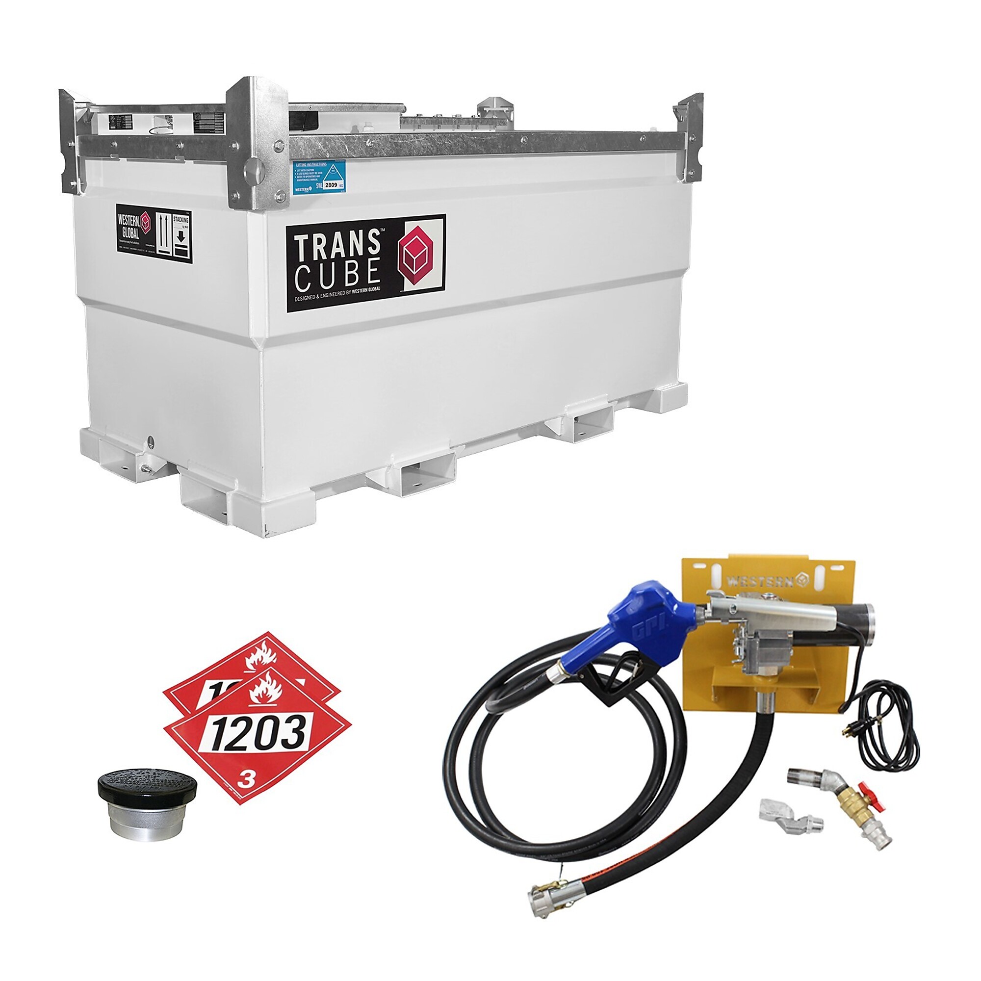 Western Global, TransCube, 552 Gallons, w/Gauge and Vent Kit, Gasoline, Shape Rectangle, Model# TCGWN0020-11512GP-SNN-G